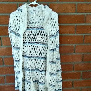 Knit hooded cardigan